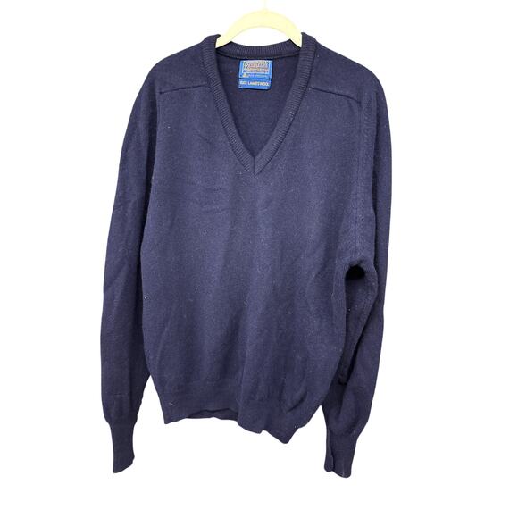 Pendleton Men's Navy Sweater Large Virgin Wool Winter Holiday - Picture 1 of 6
